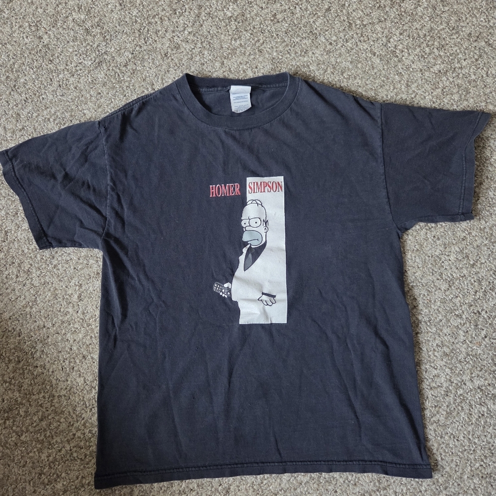 Vintage The Simpsons T Shirt Homer Scarface Parody Cartoon Black Mens M Jerzees